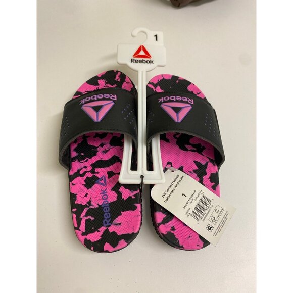 Reebok Other - Reebok Black & Pink Slide in Shoes Sandals Size 1 New with tag